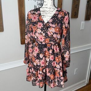 Koko + Mason Mini Dress in Black and Pink Floral